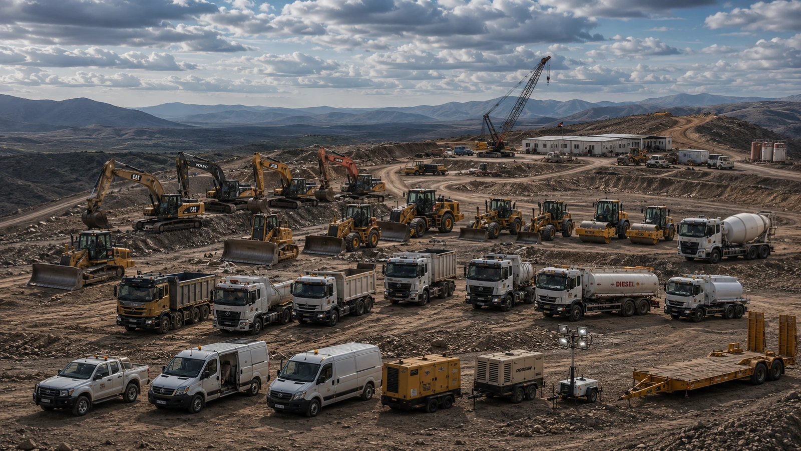 GPS map showing construction machinery moving between project sites, yards and workshops in Tanzania
