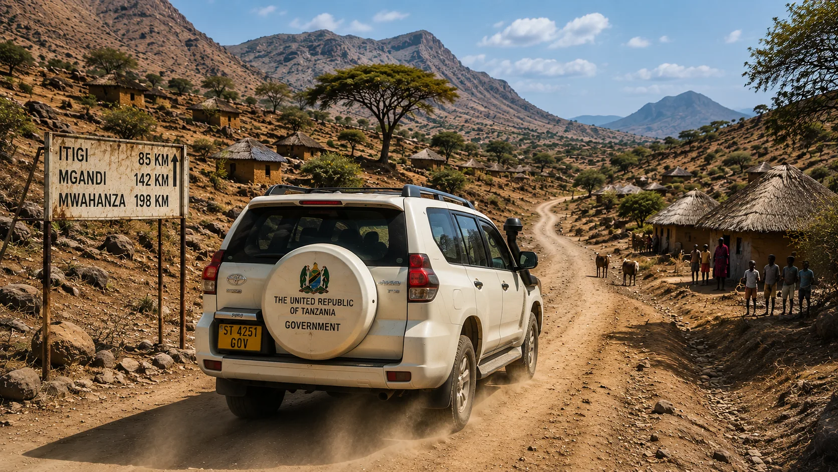 Live GPS map showing NGO and government vehicles travelling to remote project locations in Tanzania