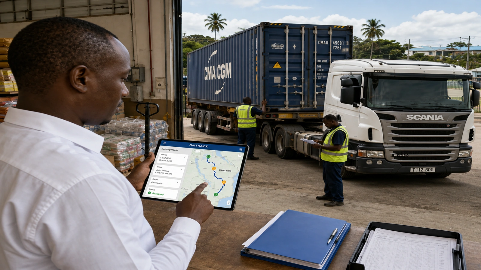 Route optimization dashboard showing planned delivery routes and vehicle assignments in Tanzania