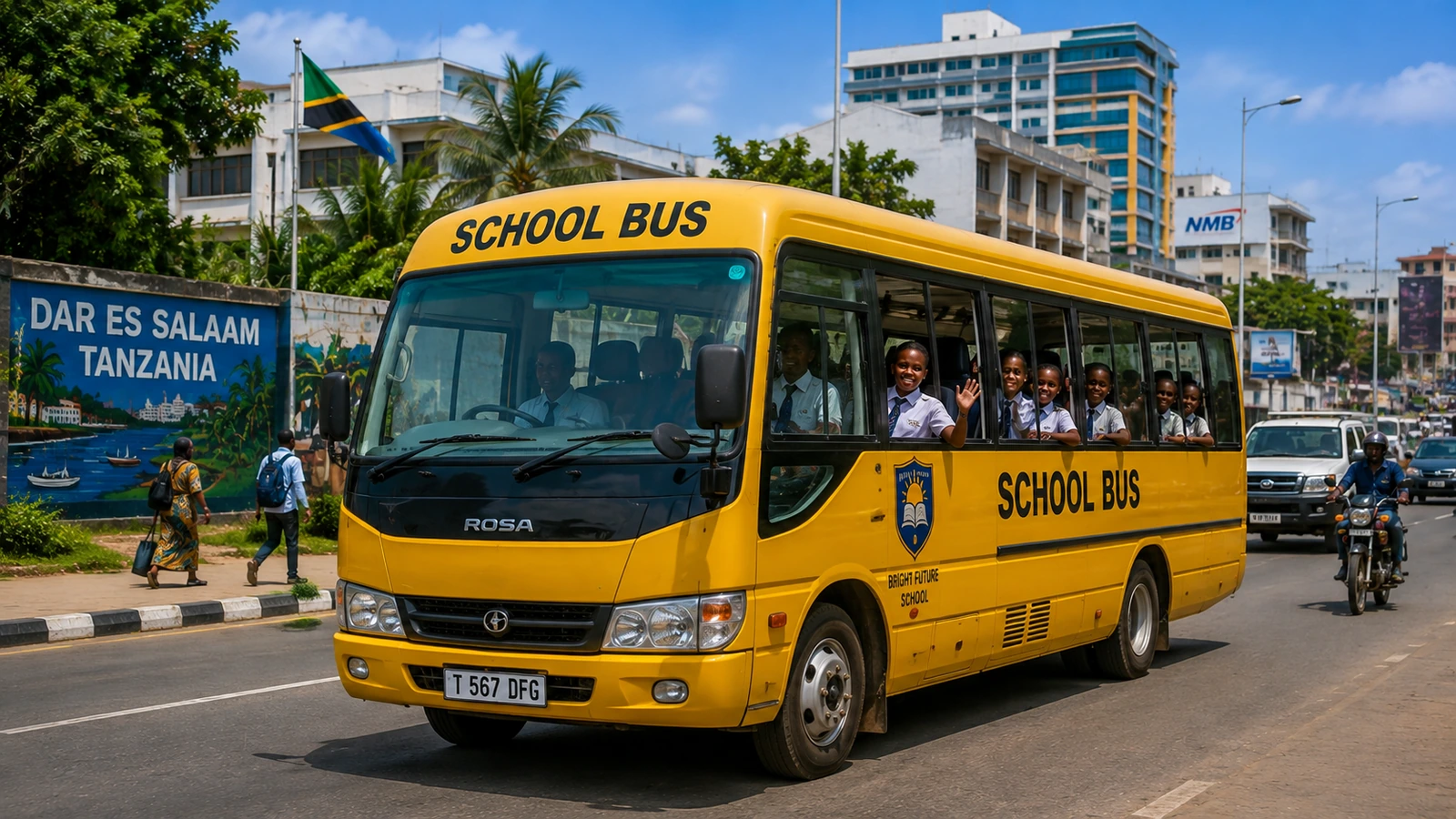 School bus maintenance inspection supported by mileage and service reminders in Tanzania