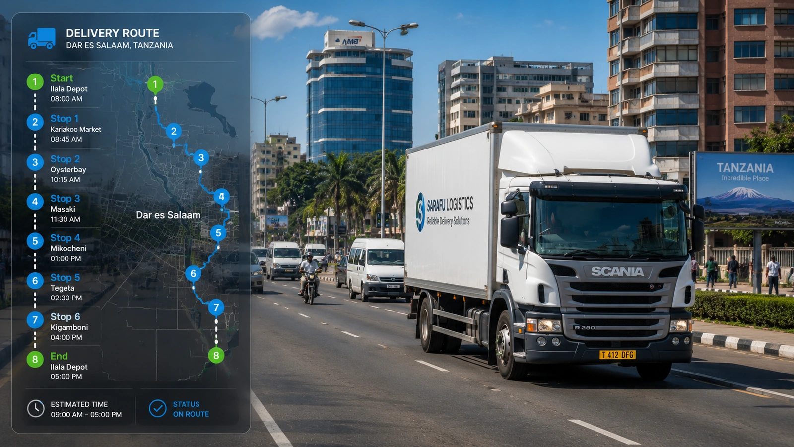 Omtrack fuel monitoring system showing vehicle fuel consumption and refuelling activity in Tanzania