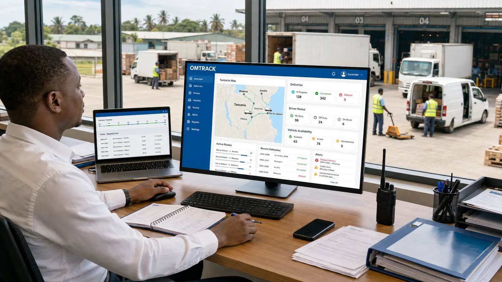 Omtrack real-time GPS fleet tracking dashboard monitoring transport vehicles in Tanzania
